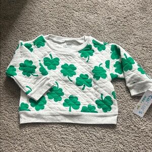 Carter's White and Green Clover Sweatshirt